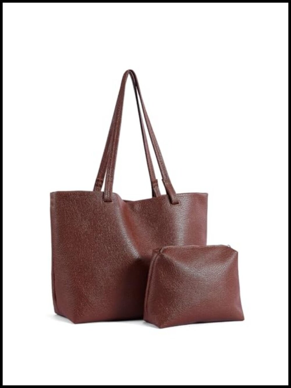 Soft Vegan Leather Medium Tote Bag with Coin Purse Hobo Shoulder Handbag